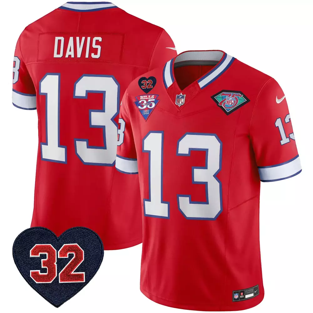 gabe davis red mens buffalo bills 1994 throwback oj simpson patch vapor limited jersey all stitched