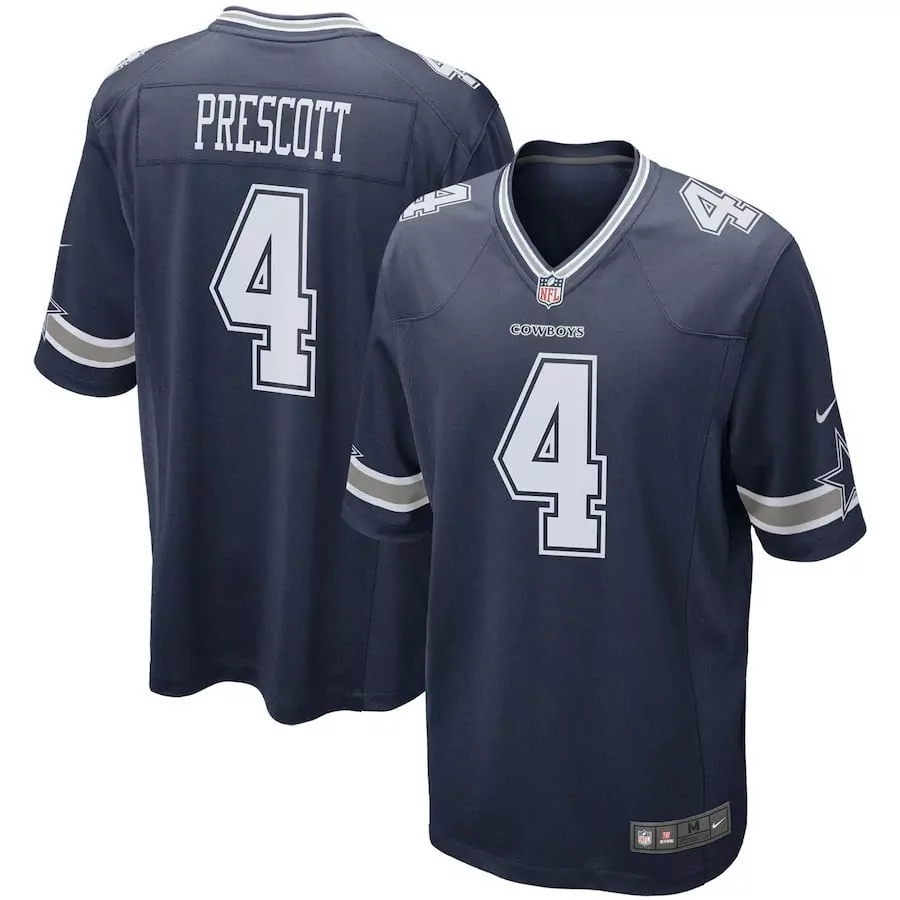 game navy youth dak prescott dallas cowboys game jersey all stitched