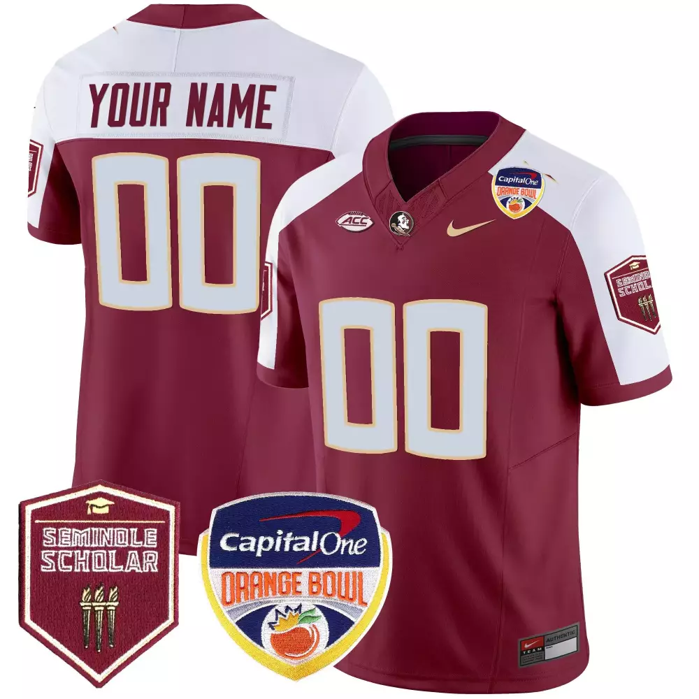 garnet alternate youth florida state seminoles orange bowl patch vapor limited custom jersey all stitched
