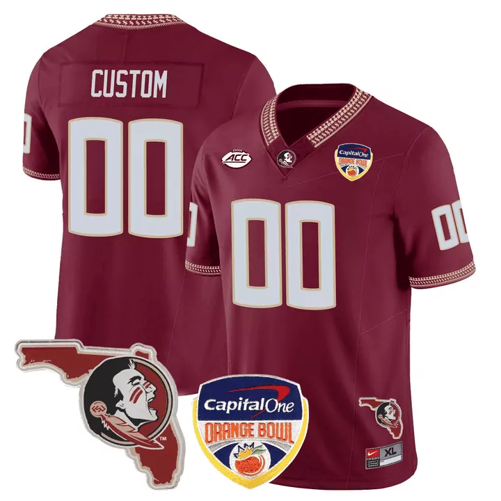garnet men florida state seminoles florida state map orange bowl patch vapor limited custom jersey all stitched