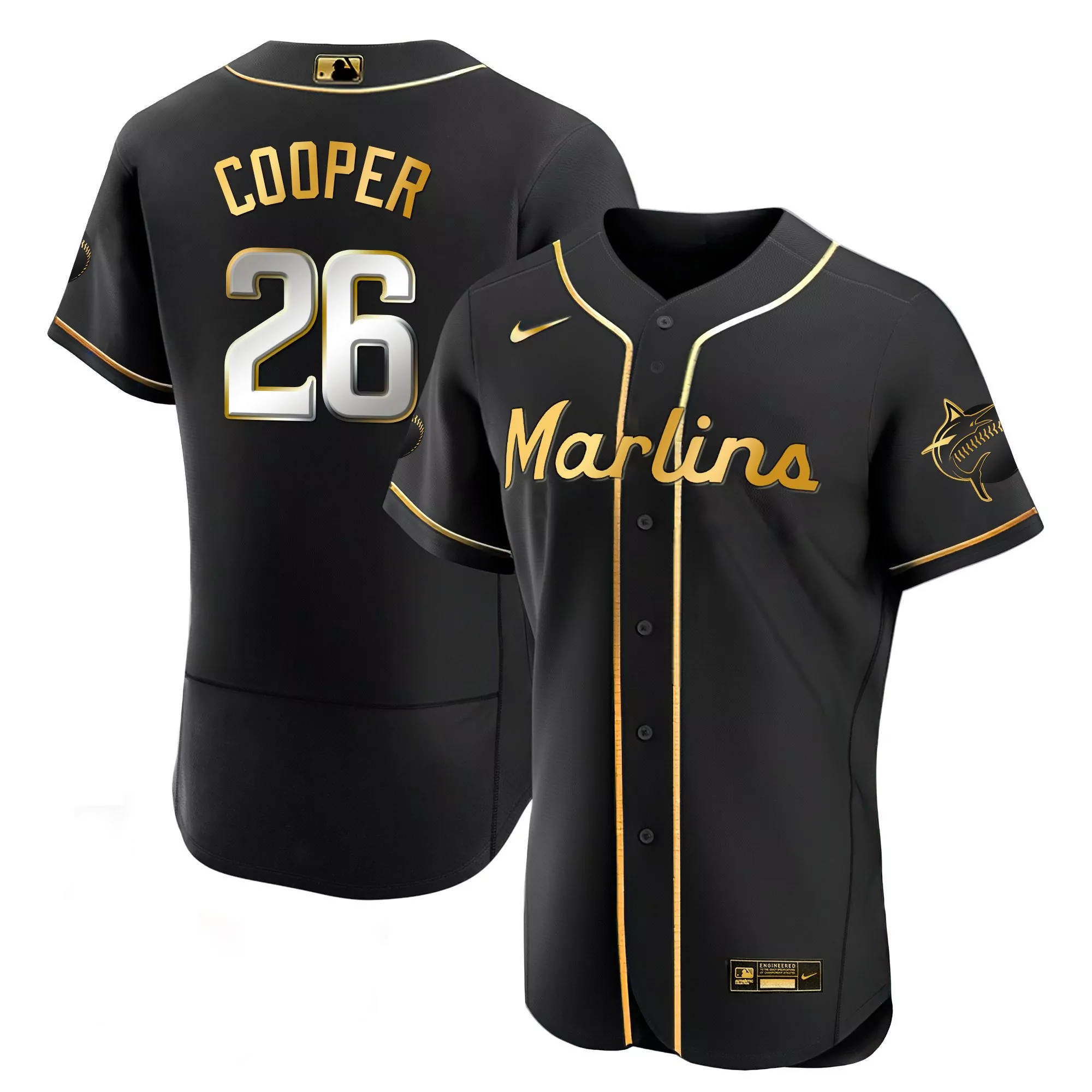 garrett cooper flex black limited mens miami marlins black limited gold jersey all stitched