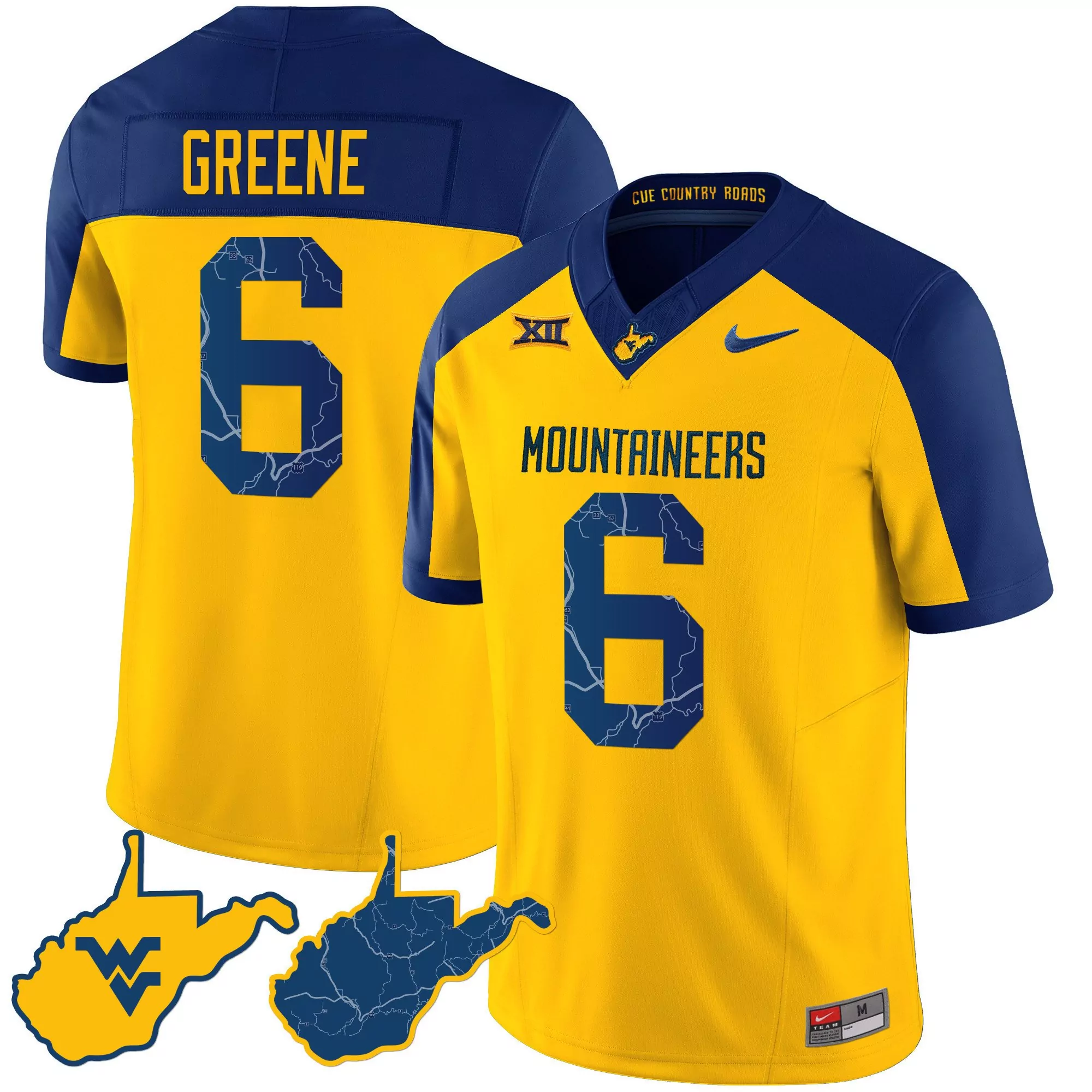 cj donaldson jr navy mens west virginia mountaineers 2023 country roads jersey all stitched