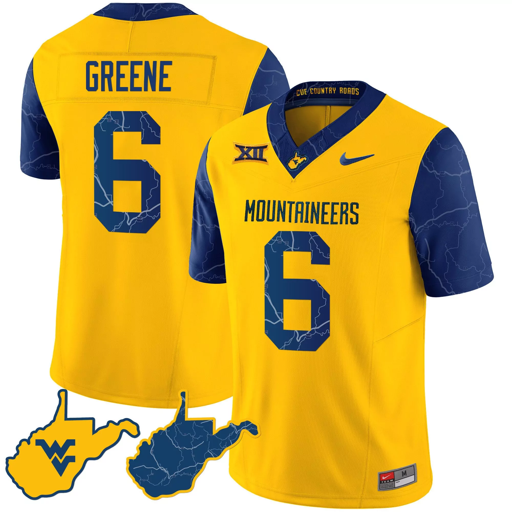 cj donaldson jr navy mens west virginia mountaineers 2023 country roads jersey all stitched