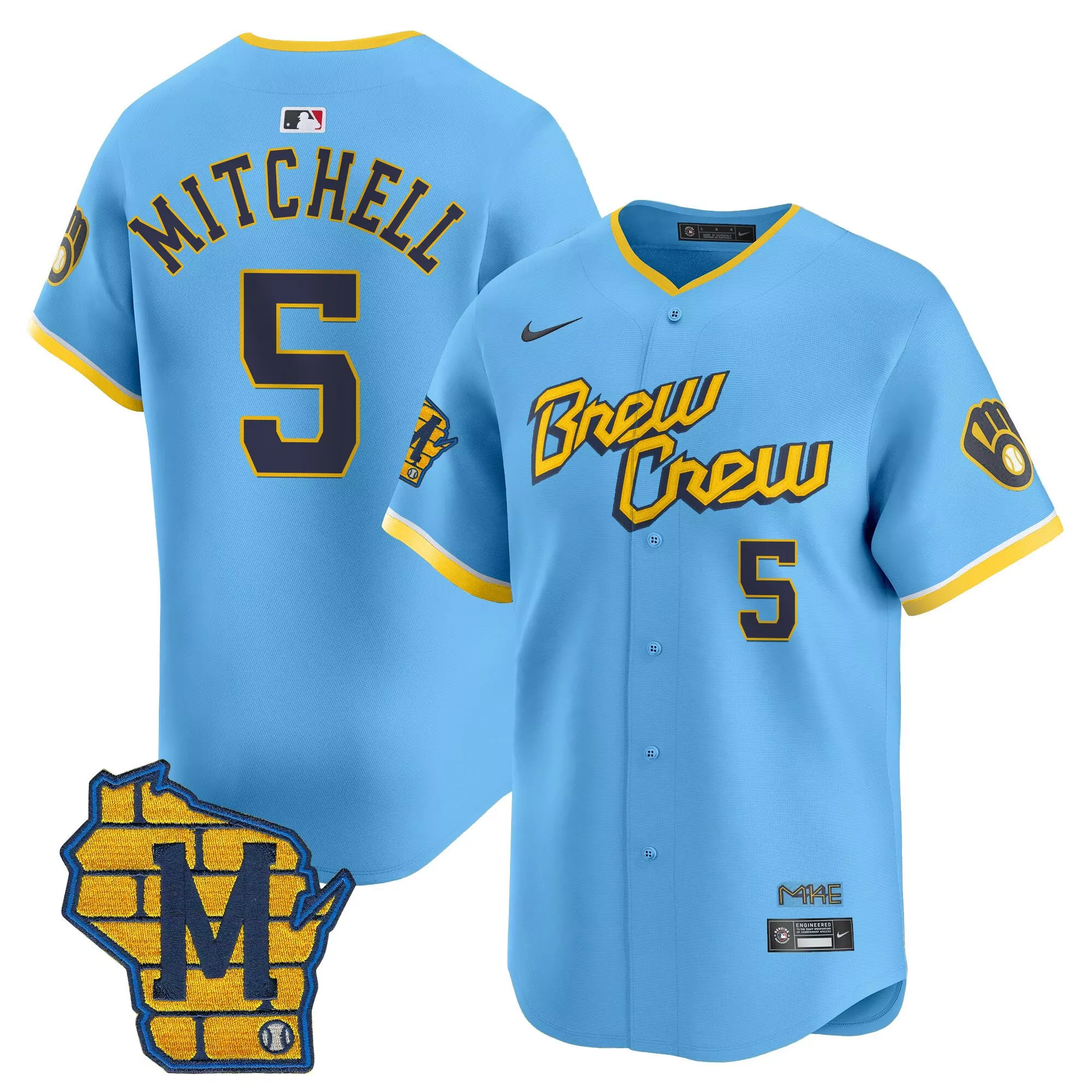 garrett mitchell black gold mens milwaukee brewers home patch vapor premier limited jersey all stitched