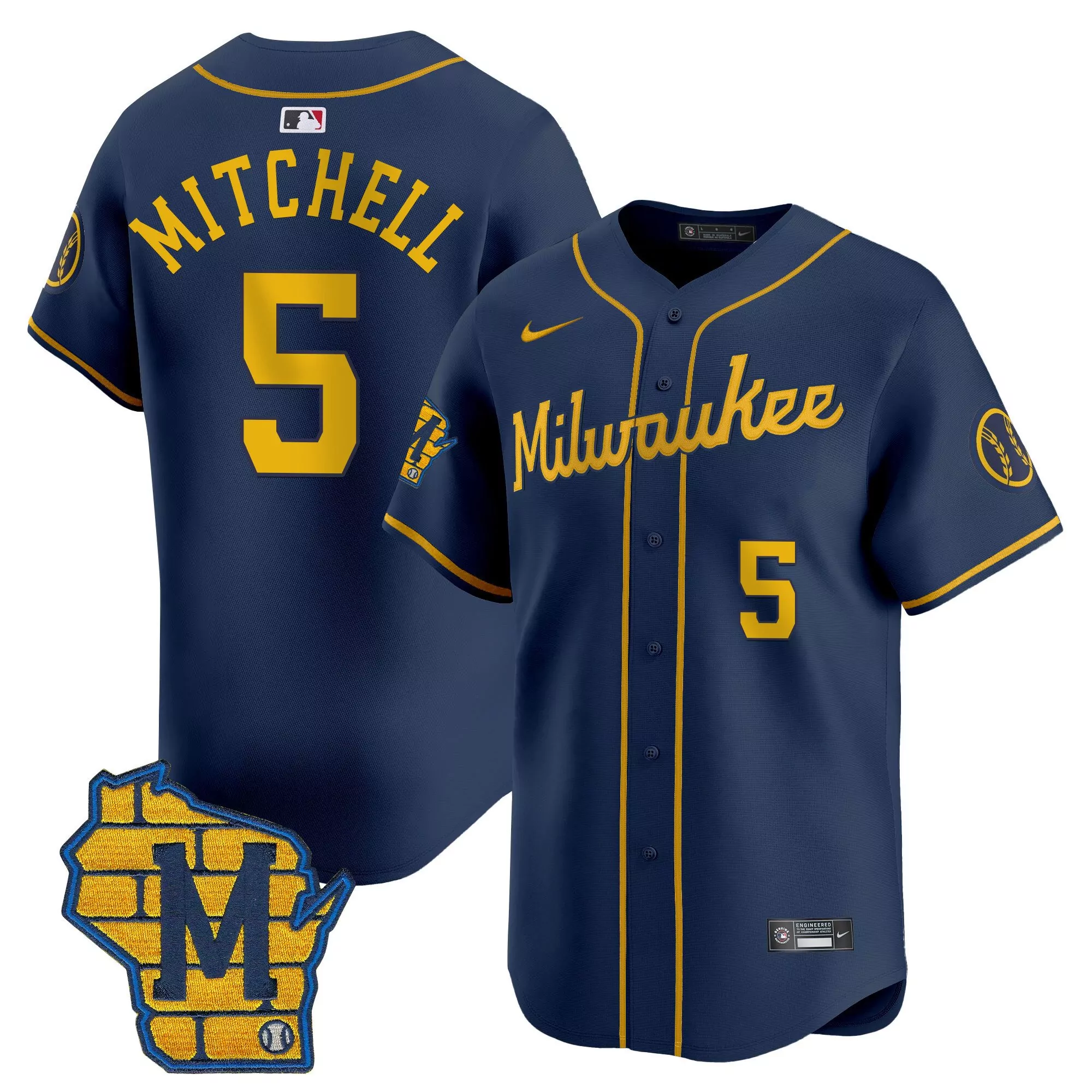 garrett mitchell cream womens milwaukee brewers home patch vapor premier limited jersey all stitched