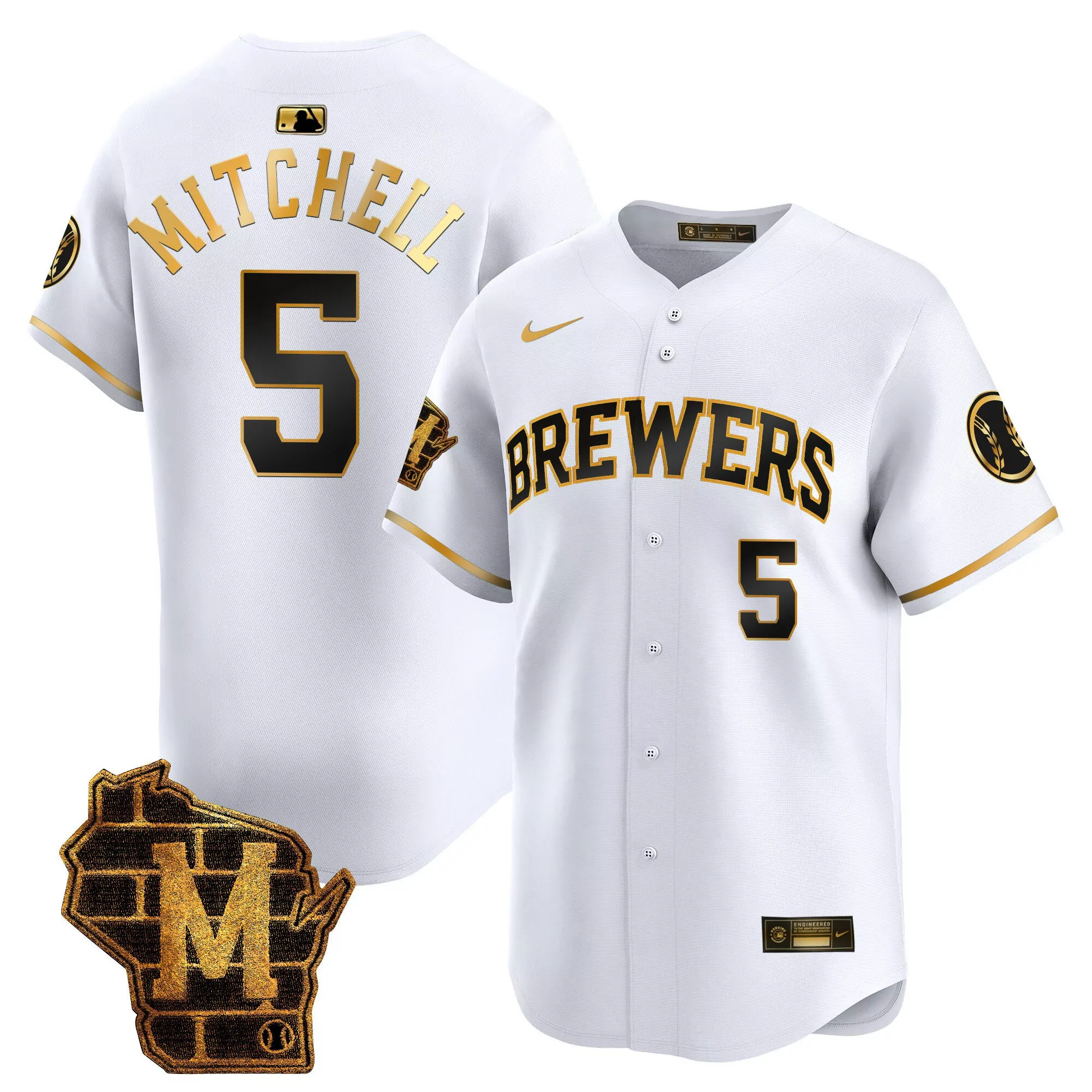 garrett mitchell cream womens milwaukee brewers home patch vapor premier limited jersey all stitched