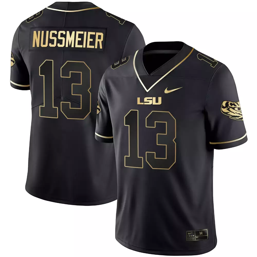 garrett nussmeier black gold mens lsu tigers black limited gold vapor jersey all stitched
