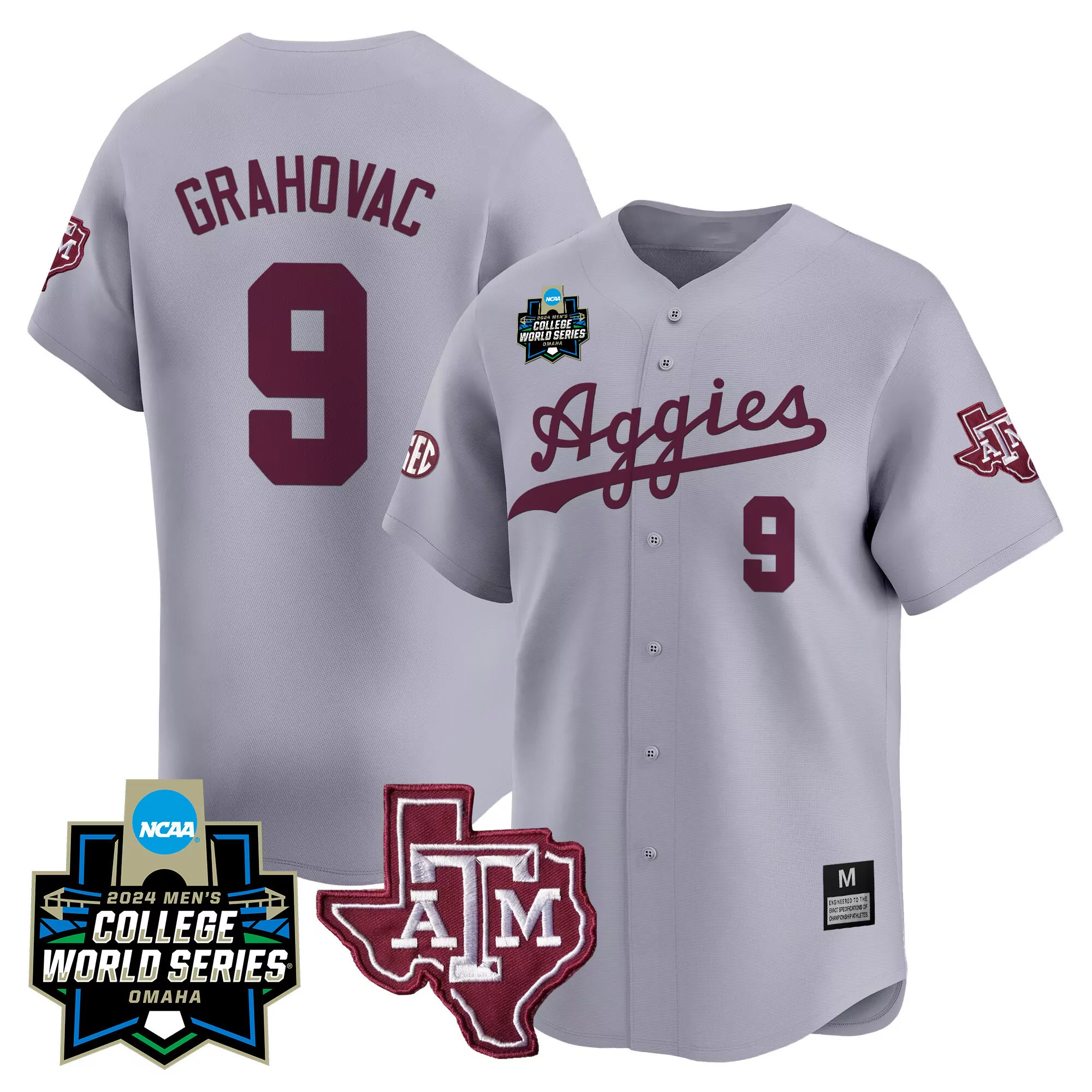 gavin grahovac black gold mens texas am aggies 2024 college world series vapor premier limited jersey all stitched