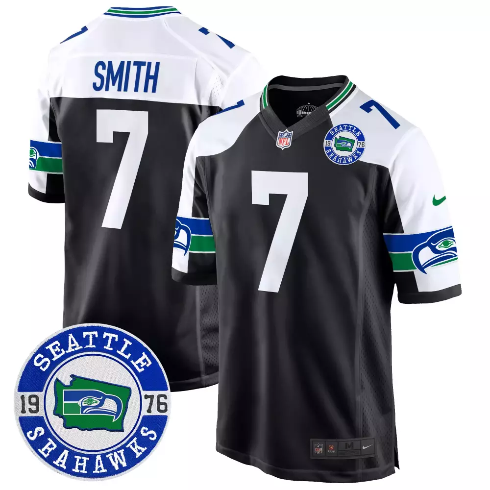 Geno Smith Black Alternate Men's Seattle Seahawks 2024 City Patch Vapor Limited Jersey | Custom Stitched Design | Fan Gear | For Men, Women & Youth