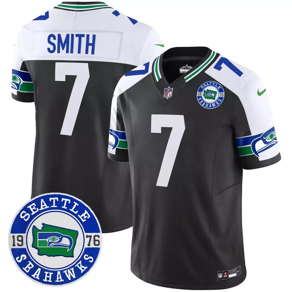Geno Smith Black Alternate Men's Seattle Seahawks 2024 City Patch Vapor Limited Jersey | Custom Stitched Design | Fan Gear | For Men, Women & Youth