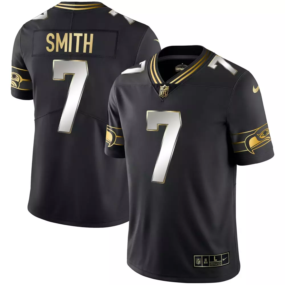 Geno Smith Black Limited Men's Seattle Seahawks Throwback Gold Jersey | All Stitched | For Men, Women & Youth