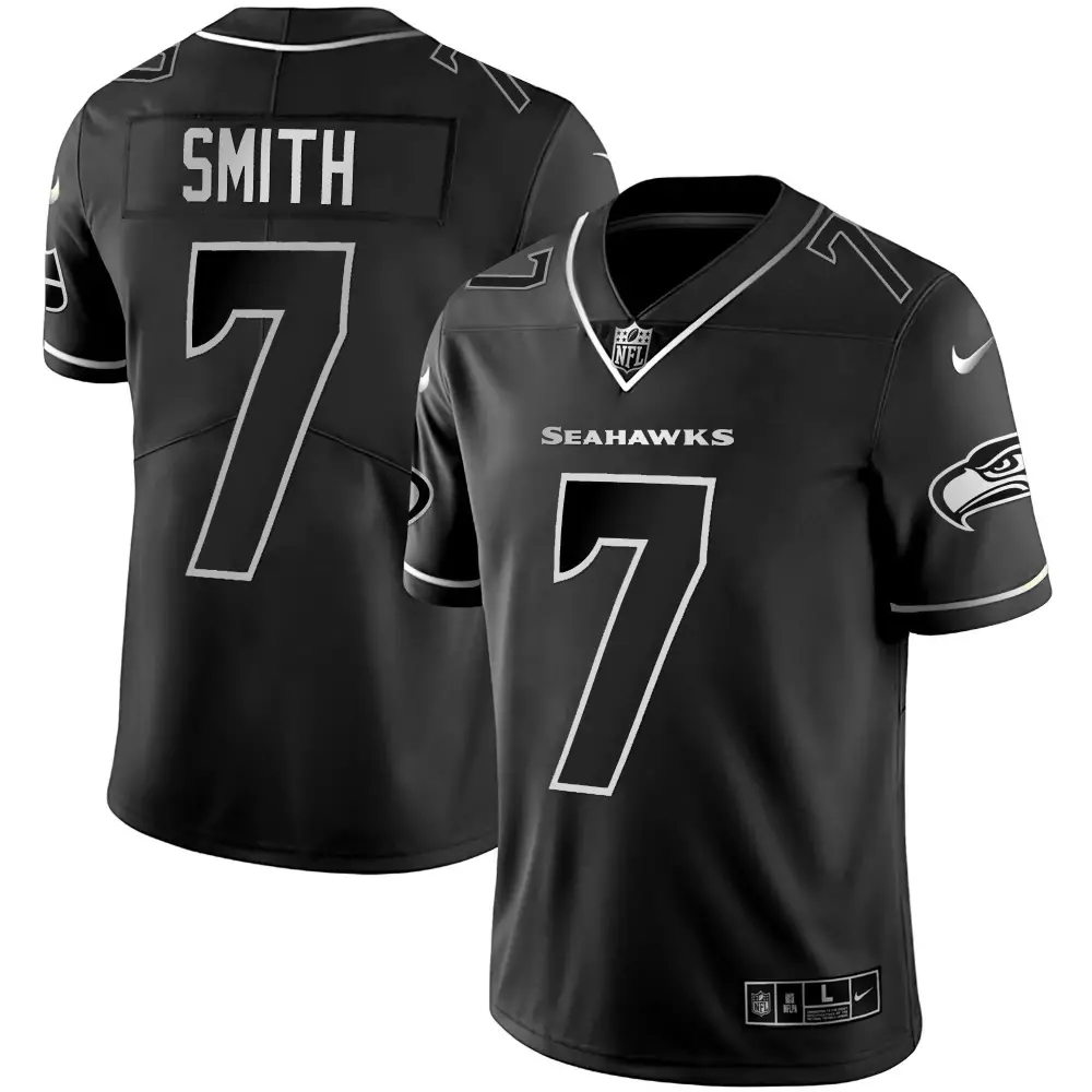 Geno Smith Black Silver Men's Seattle Seahawks Gold Player Jersey | All Stitched | For Men, Women & Youth
