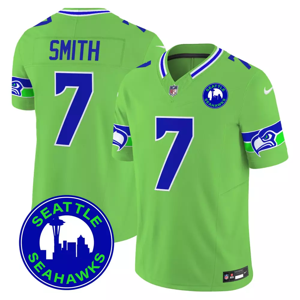 Geno Smith Black Silver Men's Seattle Seahawks Gold Player Jersey | All Stitched | For Men, Women & Youth