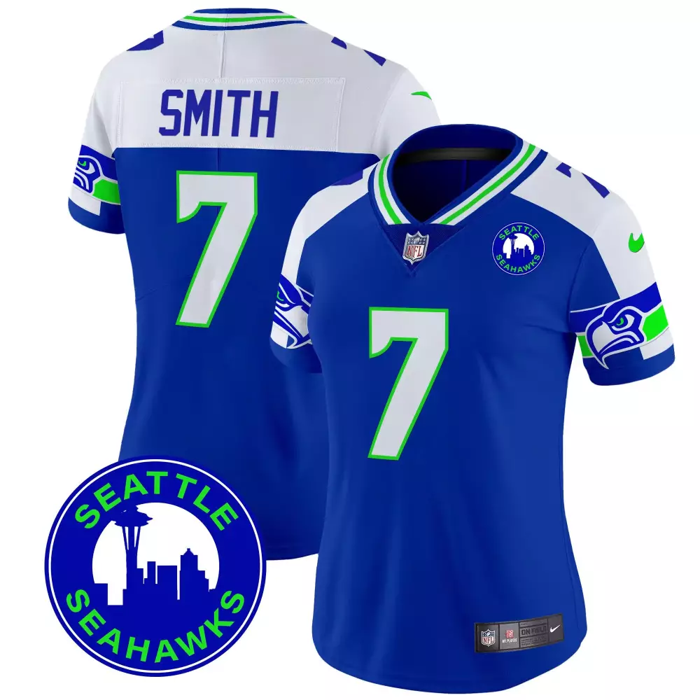 Geno Smith Seattle Seahawks Royal Alternate Women's 2024 City Patch Vapor Jersey | Stitched Limited Edition for Men, Women & Youth