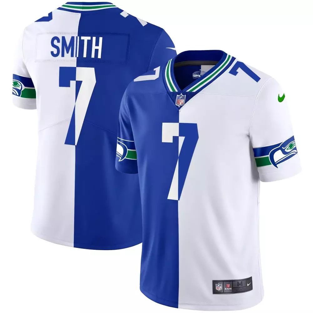 Geno Smith Seattle Seahawks Split Men's Throwback EST 1976 Patch Game Jersey | All Stitched | For Men, Women & Youth