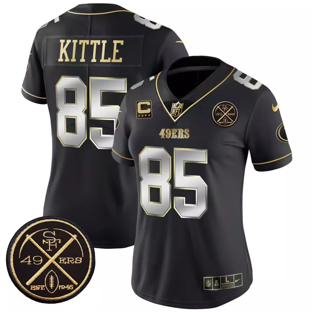 George Kittle Black Limited Women's 49ers Jersey | EST1946 Patch Vapor Edition | Stylish Fan Gear for Men, Women & Youth