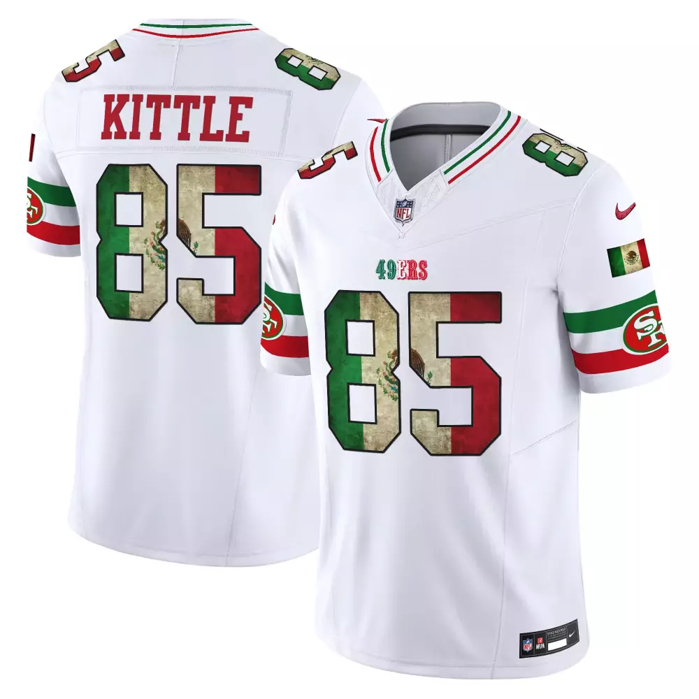 george kittle white gold womens san francisco 49ers super bowl lviii patch vapor jersey v2 all stitched