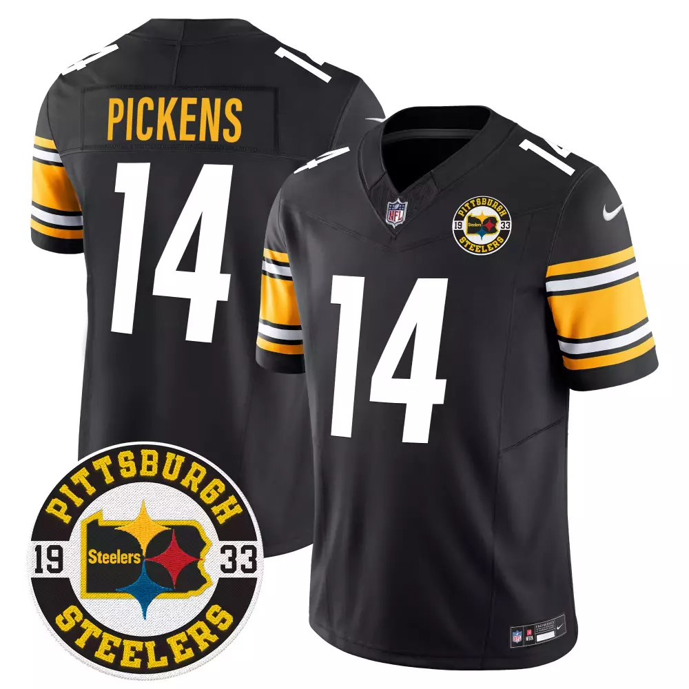 George Pickens Pittsburgh Steelers 2022 NFL Draft First Round Pick Game Black Jersey | Stitched | For Women | For Men, Women & Youth