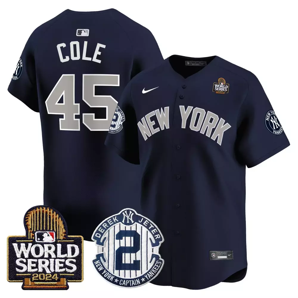 Gerrit Cole Yankees Derek Jeter Patch 2024 World Series Jersey | Vapor Premier Limited Edition | For Men, Women & Youth