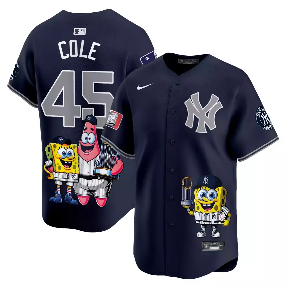 Gerrit Cole Yankees Spongebob Squarepants Vapor Premier Jersey | Limited Edition Printed Fan Gear | For Men, Women & Youth