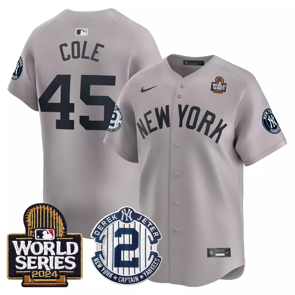 Gerrit Cole Yankees Derek Jeter Patch 2024 World Series Jersey | Vapor Premier Limited Edition | For Men, Women & Youth