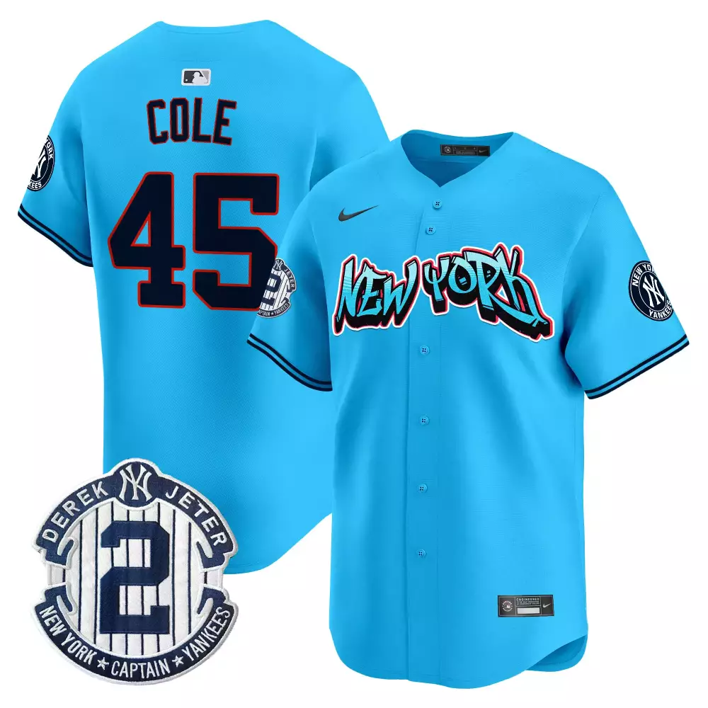 Gerrit Cole Light Blue Yankees Jersey | Graffiti Vapor Premier Limited Edition | Stylish Fan Gear for Men, Women & Youth