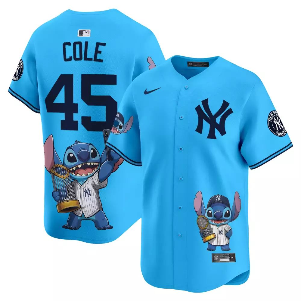 Gerrit Cole Light Blue Yankees Jersey | Graffiti Vapor Premier Limited Edition | Stylish Fan Gear for Men, Women & Youth