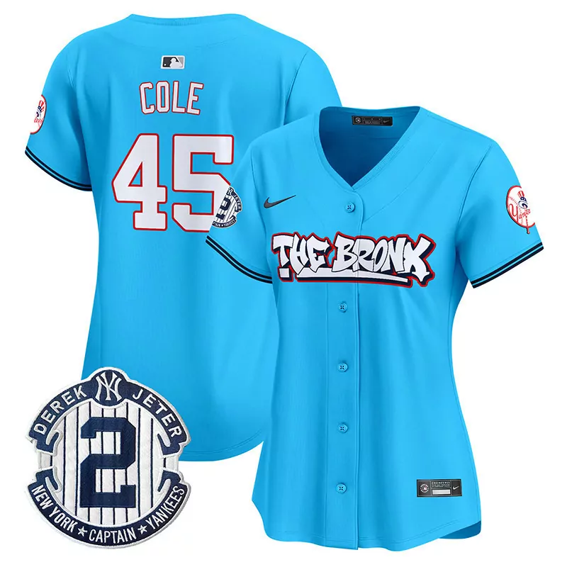 Gerrit Cole Light Blue Yankees Bronx Graffiti Jersey | Women's Vapor Premier Limited Edition V2 | All Stitched Fan Gear | For Men, Women & Youth