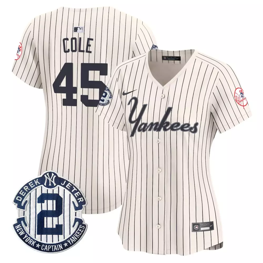 Gerrit Cole Pinstripe Cream Yankees Throwback Vapor Premier Jersey | Limited Edition Stitched Fan Gear | For Women Only
