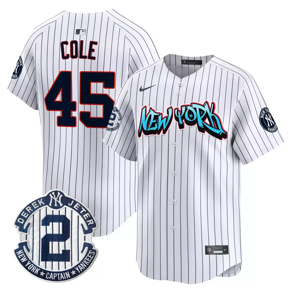 Gerrit Cole Pinstripe Yankees Graffiti Vapor Premier Jersey | Limited Edition Stitched Fan Gear | For Men, Women & Youth