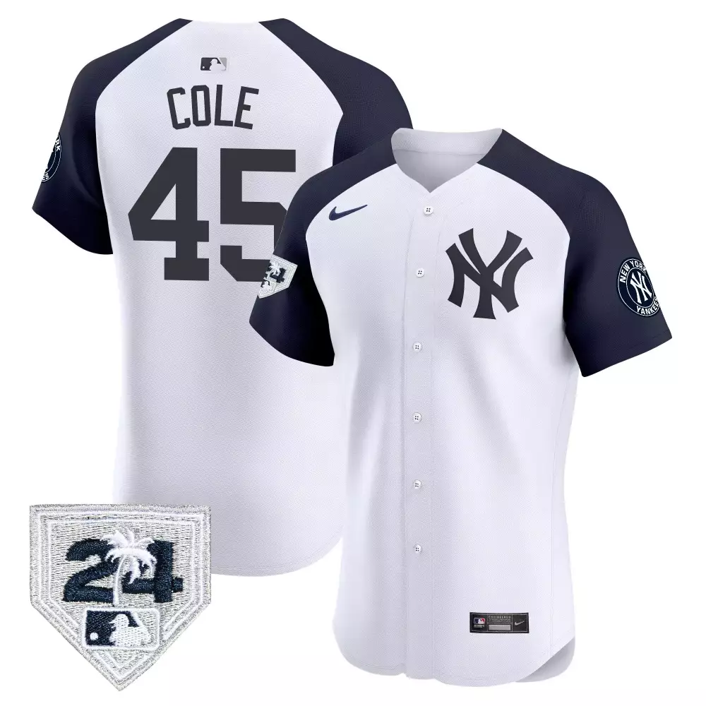 Gerrit Cole Yankees 2024 Spring Training Jersey | White Gold Vapor Premier Limited Edition V6 | Fan Gear for Men, Women & Youth