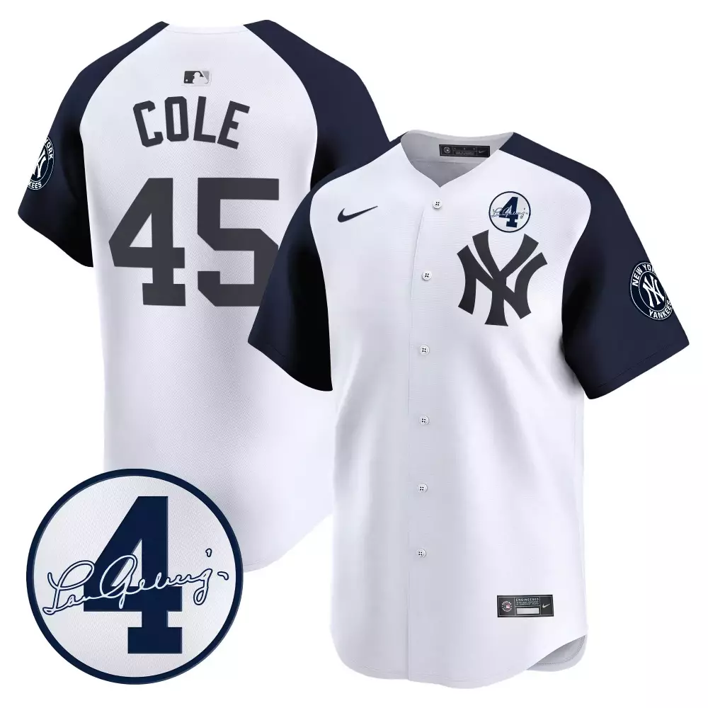 Gerrit Cole Yankees 2024 Derek Jeter Patch Vapor Premier Jersey | Limited Edition Stitched Fan Gear | For Men, Women & Youth