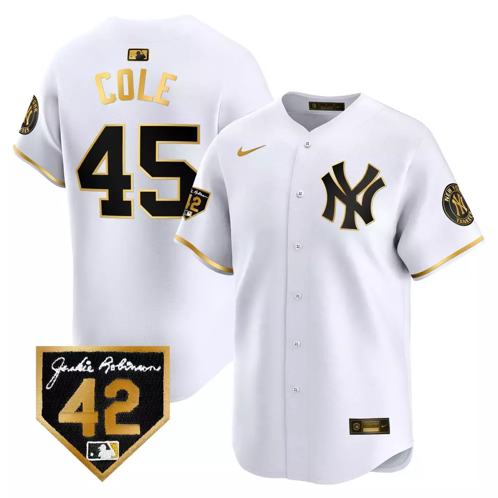 Gerrit Cole Yankees 2024 Jackie Robinson Patch Jersey | Stitched Vapor Premier Limited Edition | Tribute Fan Gear for Women