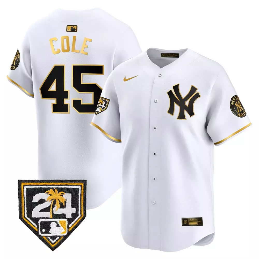 Gerrit Cole Yankees 2024 Spring Training Jersey | White Gold Vapor Premier Limited Edition V2 | Fan Gear for Men, Women & Youth