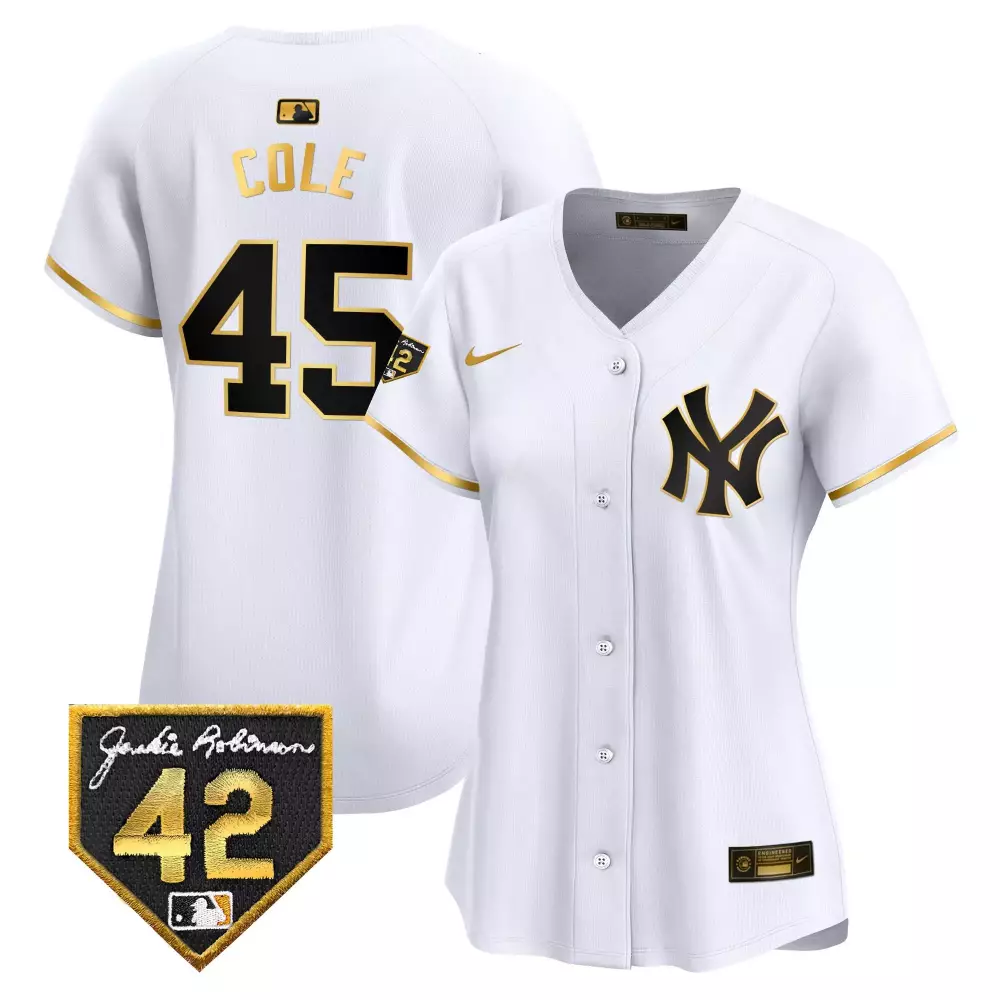 Gerrit Cole Yankees 2024 Jackie Robinson Patch Jersey | Stitched Vapor Premier Limited Edition | Tribute Fan Gear for Women