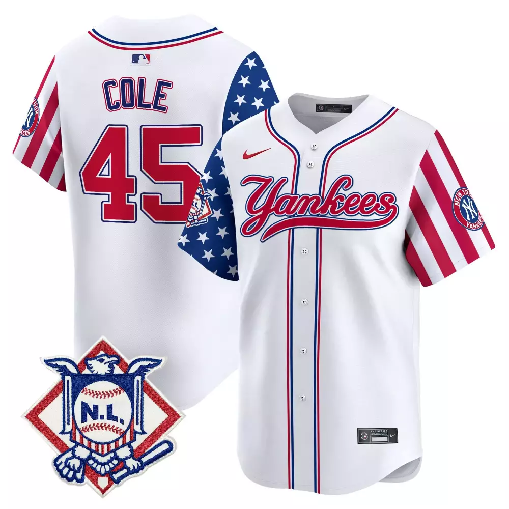 Gerrit Cole Yankees Men's White 2024 Fourth of July Jersey | Vapor Premier Limited Edition V3 | All Stitched | For Men, Women & Youth