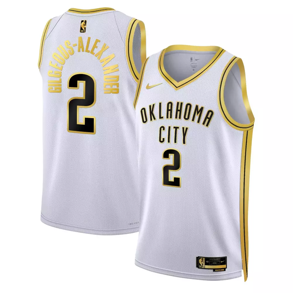 gilgeousalexander white gold mens oklahoma city thunder swingman jersey all stitched