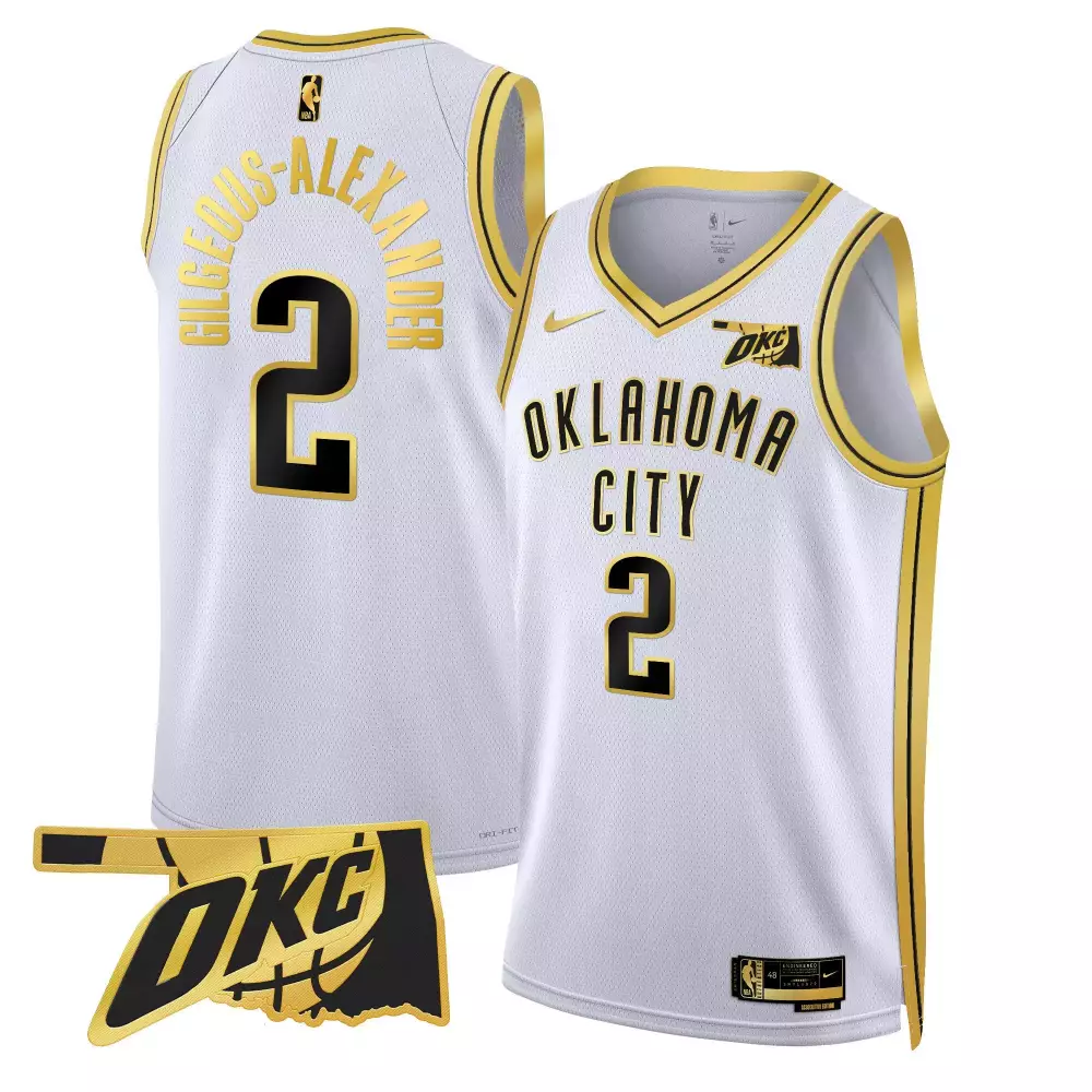 gilgeousalexander white gold mens oklahoma city thunder swingman jersey all stitched