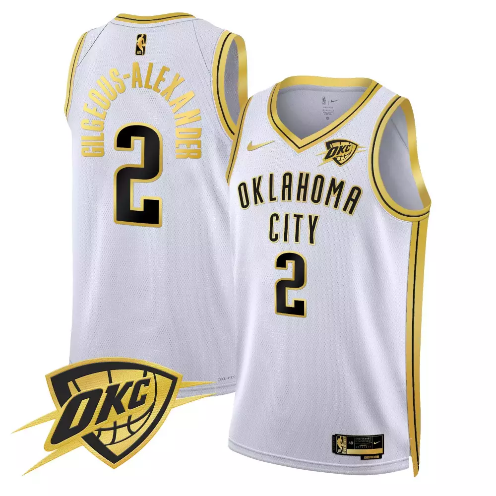 gilgeousalexander white gold mens oklahoma city thunder swingman jersey all stitched