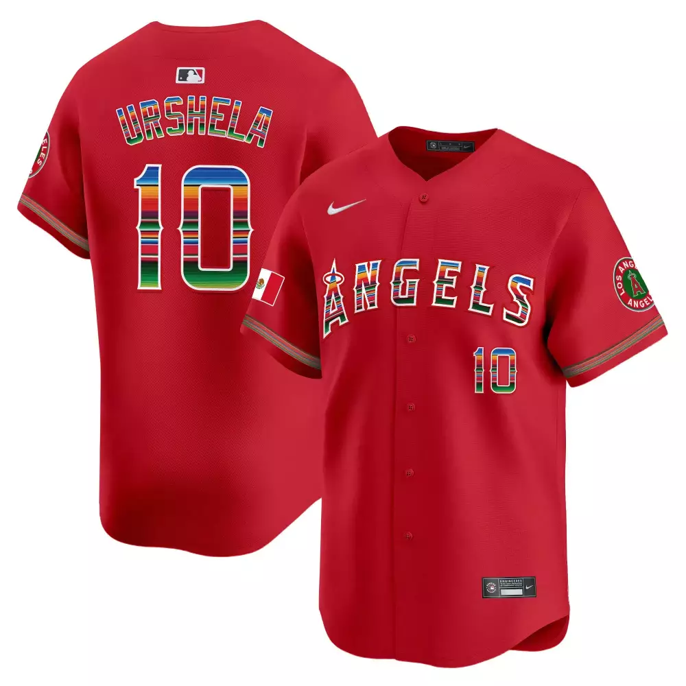 gio urshela red mens los angeles angels mexico vapor premier limited jersey all stitched