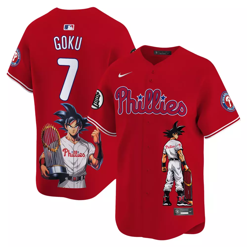 goku light blue mens philadelphia phillies dragon ball son goku vapor premier limited jersey printed