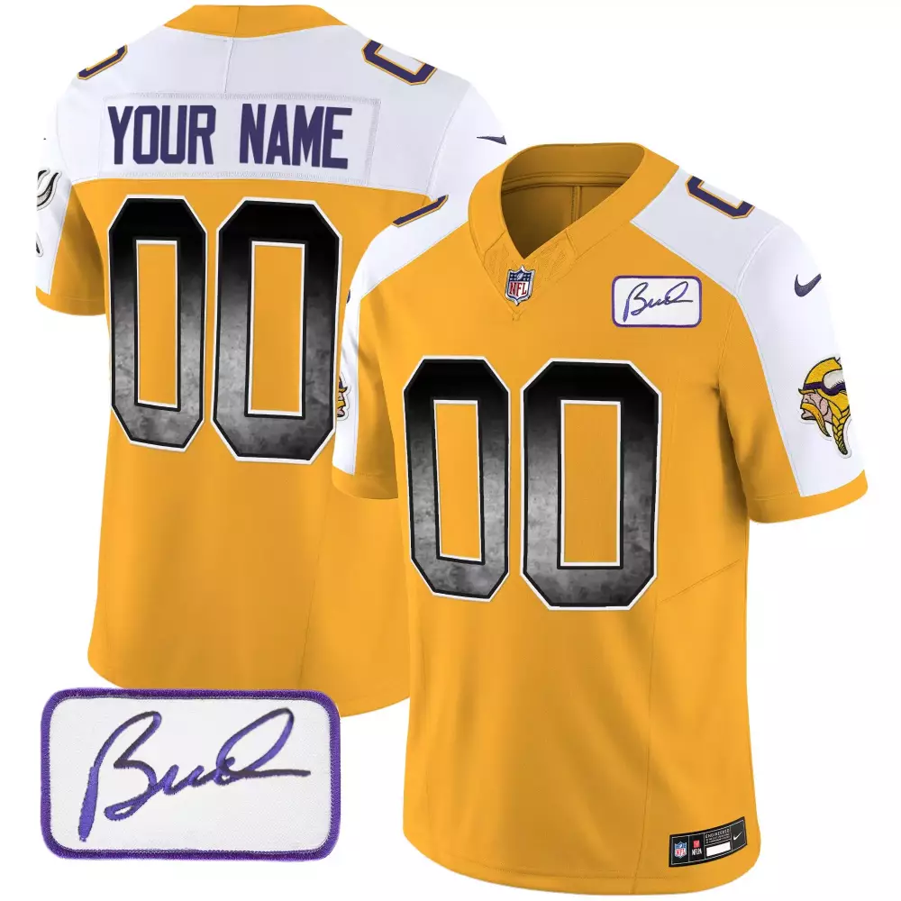 gold alternate men minnesota vikings bud grant patch arch smoke vapor custom jersey all stitched