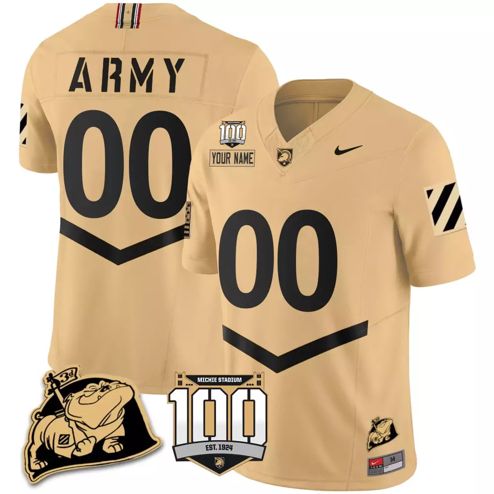 gold alternate youth army black knights rocky the bulldog patch vapor custom jersey all stitched