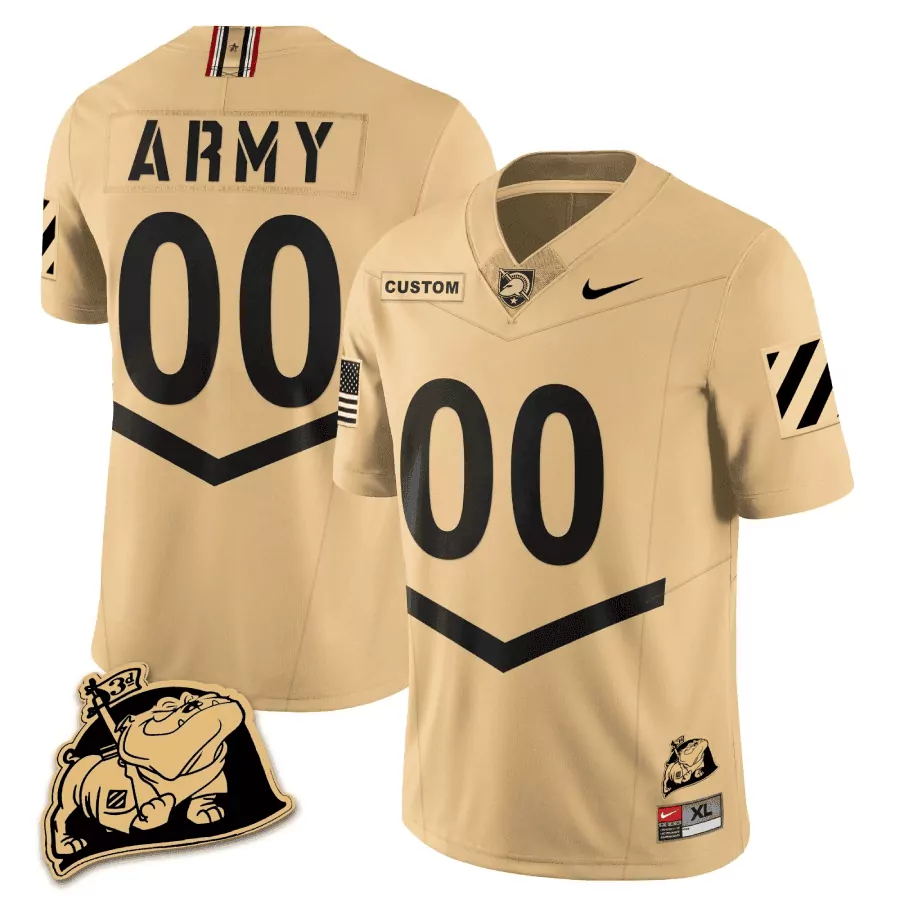 gold alternate youth army black knights rocky the bulldog patch vapor custom jersey all stitched