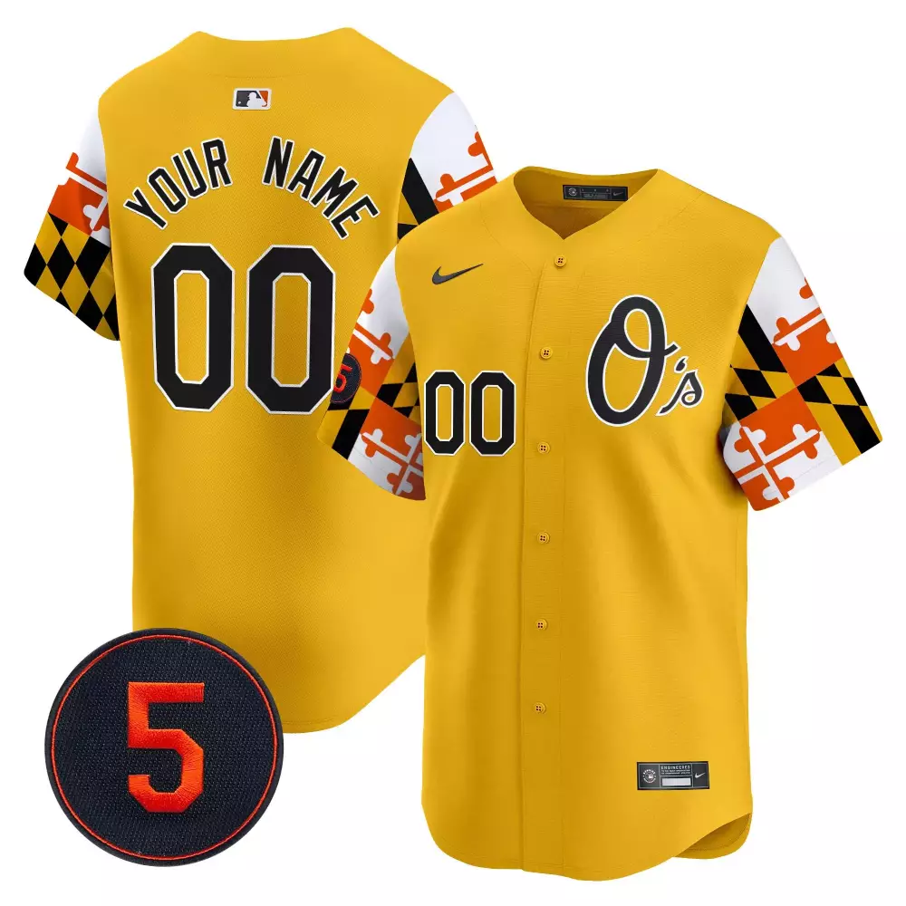 gold men baltimore orioles robinson patch vapor premier limited custom jersey v5 all stitched
