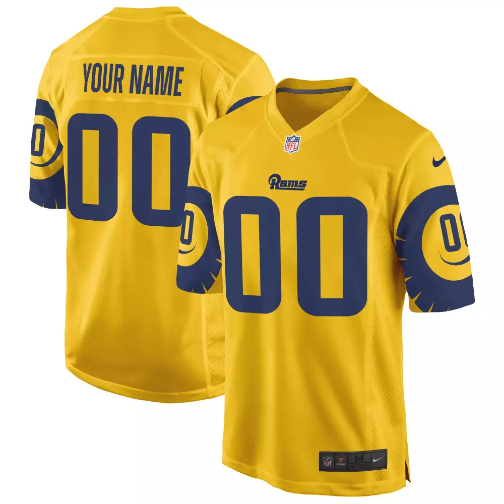 gold men los angeles rams special game custom jersey all stitched