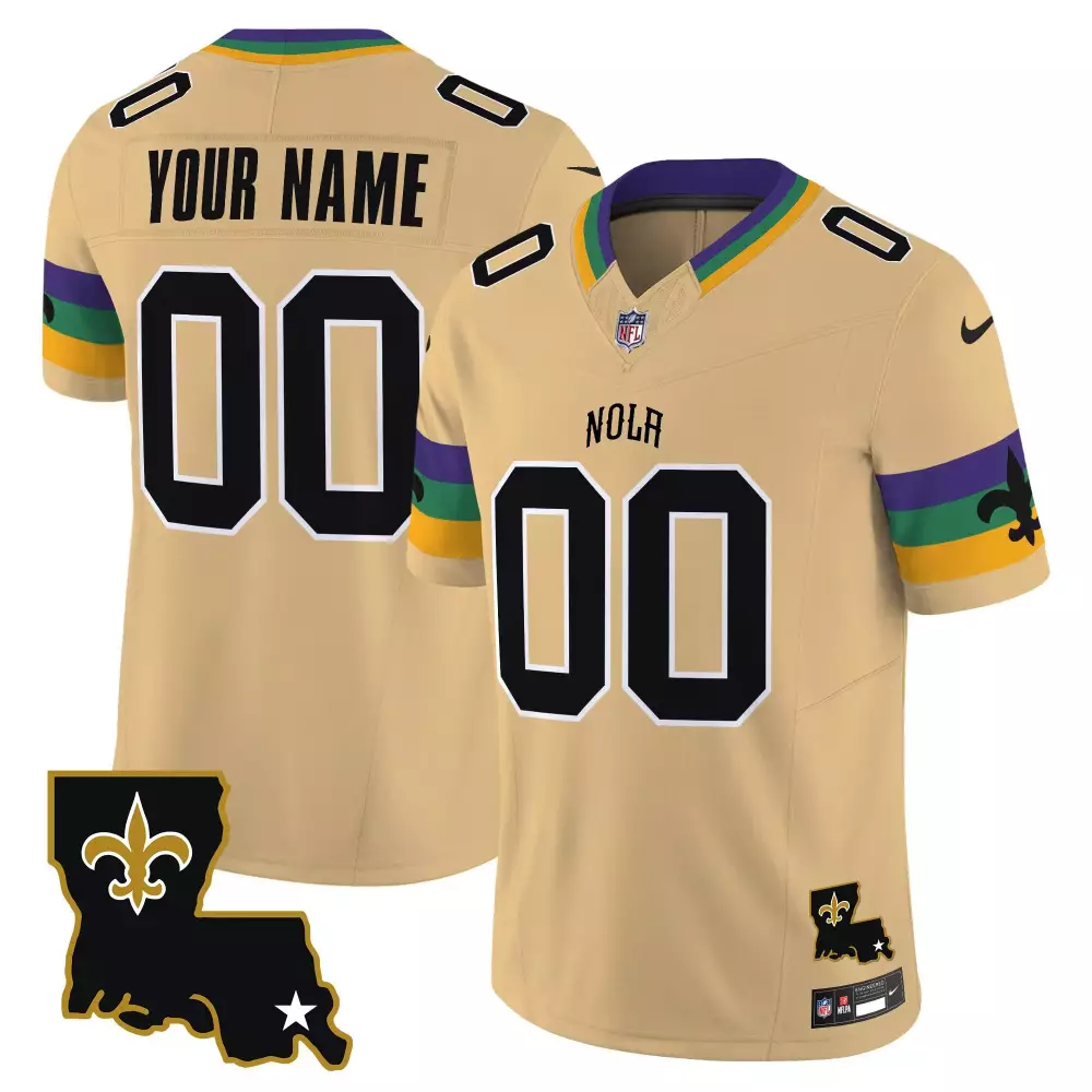 gold men new orleans saints 2024 new orleans city vapor limited custom jersey all stitched