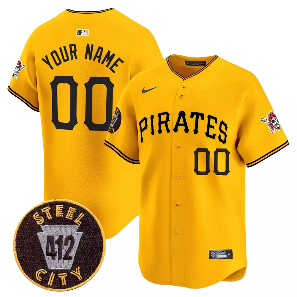 gold men pittsburgh pirates 2023 cool base fan made custom jersey all stitched