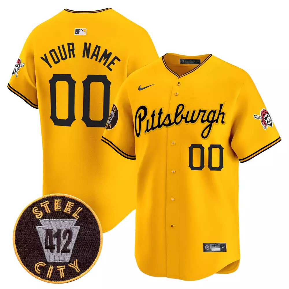 gold men pittsburgh pirates 2023 cool base fan made custom jersey all stitched