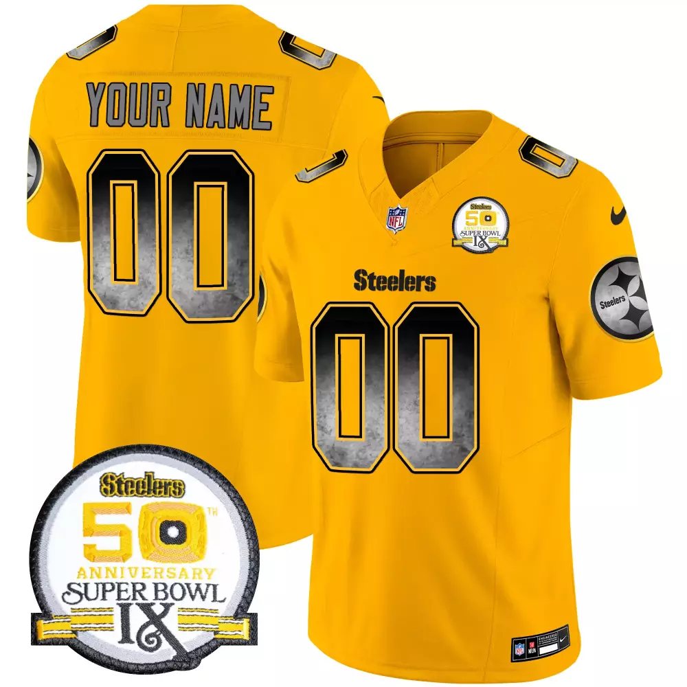 Pittsburgh Steelers Gold 80th Anniversary Patch Vapor Jersey | Limited Edition Custom Stitched | Fan Gear for Men, Women & Youth
